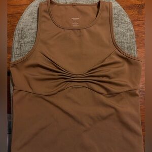Girlfriend Collective Brown Ruched Active Tank
